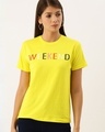 Shop Women's Yellow Typography T-shirt-Front