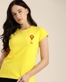 Shop Yellow Typography T Shirt-Front