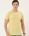 Shop Yellow Typography T Shirt-Front