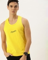 Shop Yellow Typography Tank Top-Front