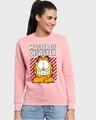 Shop Women's Pink Disaster Garfield Graphic Printed Sweatshirt-Front