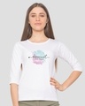 Shop Disconnect And Relax Round Neck 3/4th Sleeve T-Shirt White-Front