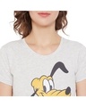 Shop Mickey Mouse Family Round Neck Short Sleeves Graphic Print   Grey