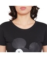 Shop Mickey Mouse Round Neck Short Sleeves Graphic Print Sleep Shirts   Black