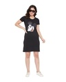 Shop Mickey Mouse Round Neck Short Sleeves Graphic Print Sleep Shirts   Black