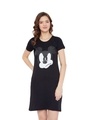 Shop Mickey Mouse Round Neck Short Sleeves Graphic Print Sleep Shirts   Black-Front