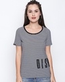Shop Black Cotton Graphic Print Half Sleeve T Shirt For Women's-Front
