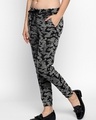 Shop Black Indigo Cotton Printed Slim  Fit Joggers For Women's-Design