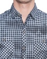 Shop Blue & Navy Cotton Full Sleeve Checkered Shirt For Men