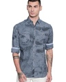 Shop Blue & Navy Cotton Full Sleeve Checkered Shirt For Men-Front