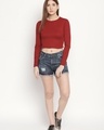Shop Blue 100% Cotton Non Stretch Slim Fit Hot Shorts For Women's
