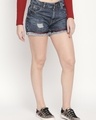 Shop Blue 100% Cotton Non Stretch Slim Fit Hot Shorts For Women's-Design