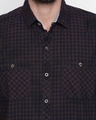 Shop Brown Cotton Fabric Full Sleeve Checkered Shirt For Men