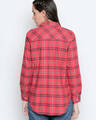 Shop Coral&Navy Cotton Fabric Checkered Regular Fit Shirt For Women-Design