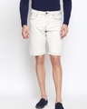 Shop Cream Regular Fit Denim Shorts For Men's-Front