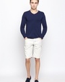 Shop Cream Regular Fit Denim Shorts For Men's