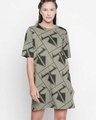 Shop Graphic Print Olive Dress For Women-Front