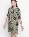 Shop Graphic Print Olive Dress For Women-Design