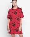 Shop Graphic Print Red Dress For Women-Front