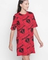 Shop Graphic Print Red Dress For Women-Full