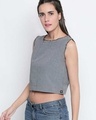 Shop Grey Cotton Fabric Solid Boxy Fit Top For Women-Design