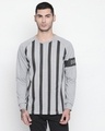Shop Grey Vertical Striped Full Sleeve T Shirt-Front