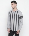 Shop Grey Vertical Striped Full Sleeve T Shirt-Design