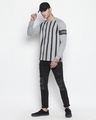 Shop Grey Vertical Striped Full Sleeve T Shirt