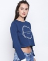 Shop M Blue Cotton Graphic Print Full Sleeve Crop T Shirt For Women's-Design
