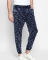 Shop Navy Camouflage Pattern Cotton Joggers For Men's-Full
