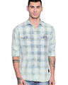 Shop Off White & Yellow Cotton Full Sleeve Checkered Shirt For Men-Front