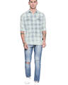 Shop Off White & Yellow Cotton Full Sleeve Checkered Shirt For Men