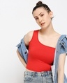 Shop Women's One Shoulder Slim Fit Red Top