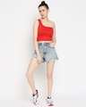 Shop Women's One Shoulder Slim Fit Red Top