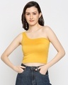 Shop Women's One Shoulder Slim Fit Yellow Top-Front