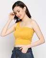 Shop Women's One Shoulder Slim Fit Yellow Top-Design