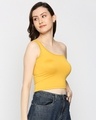 Shop Women's One Shoulder Slim Fit Yellow Top-Full