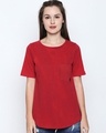 Shop Red Cotton Graphic Print Half Sleeve T Shirt For Women's-Front