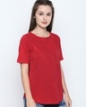 Shop Red Cotton Graphic Print Half Sleeve T Shirt For Women's-Design