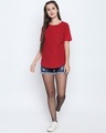 Shop Red Cotton Graphic Print Half Sleeve T Shirt For Women's