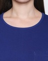 Shop Royal Blue Cotton Graphic Print Half Sleeve T Shirt For Women's