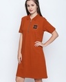 Shop Rust Cotton Embroidered Half Sleeve Polo Dress For Women