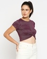 Shop Women's Striped Slim Fit Wine Front Sassy Twist Half Sleeve Top-Full