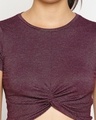 Shop Women's Striped Slim Fit Wine Front Sassy Twist Half Sleeve Top