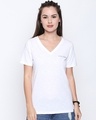 Shop White Cotton Blend Graphic Print Half Sleeve T Shirt For Women's-Front