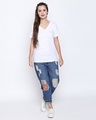 Shop White Cotton Blend Graphic Print Half Sleeve T Shirt For Women's