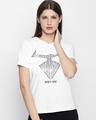 Shop White Cotton Graphic Print Half Sleeve T Shirt For Women's-Front