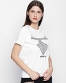 Shop White Cotton Graphic Print Half Sleeve T Shirt For Women's-Design