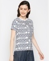 Shop White Cotton Half Sleeve All Over Printed T Shirt For Women-Design