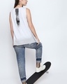 Shop White Melange Cotton Viscose Blend Graphic Print Sleeveless T Shirt For Women